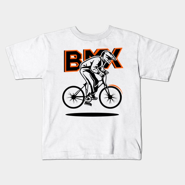 BMX Rider Silhouette for Men Women Kids and Bike Riders Kids T-Shirt by Vermilion Seas